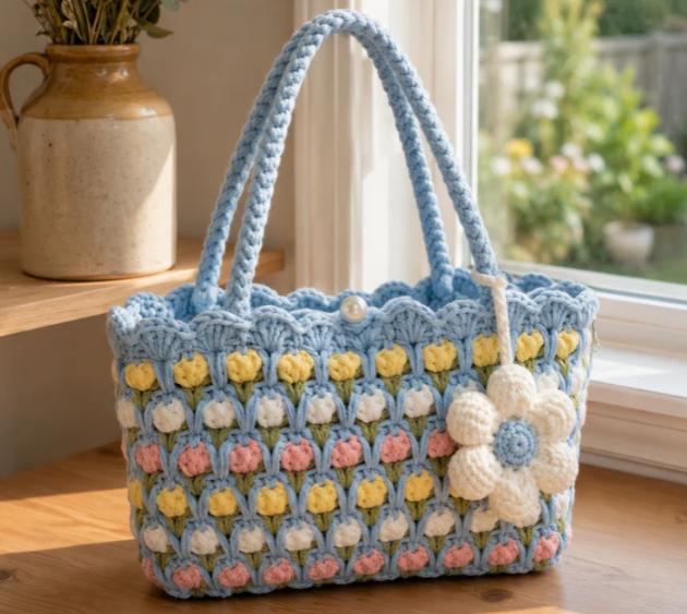 Bolsa Tote Floral em Crochê — foto 2