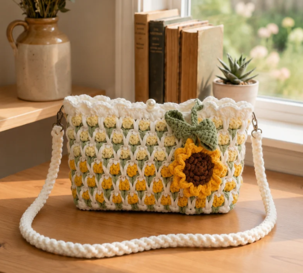 Bolsa Tote Floral em Crochê — foto 3